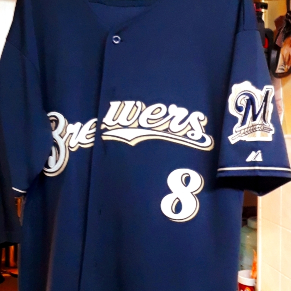 AUTHENTIC Major League BASEBALL (Team Jersey):  Milwaukee Brewers #8 BRAUN